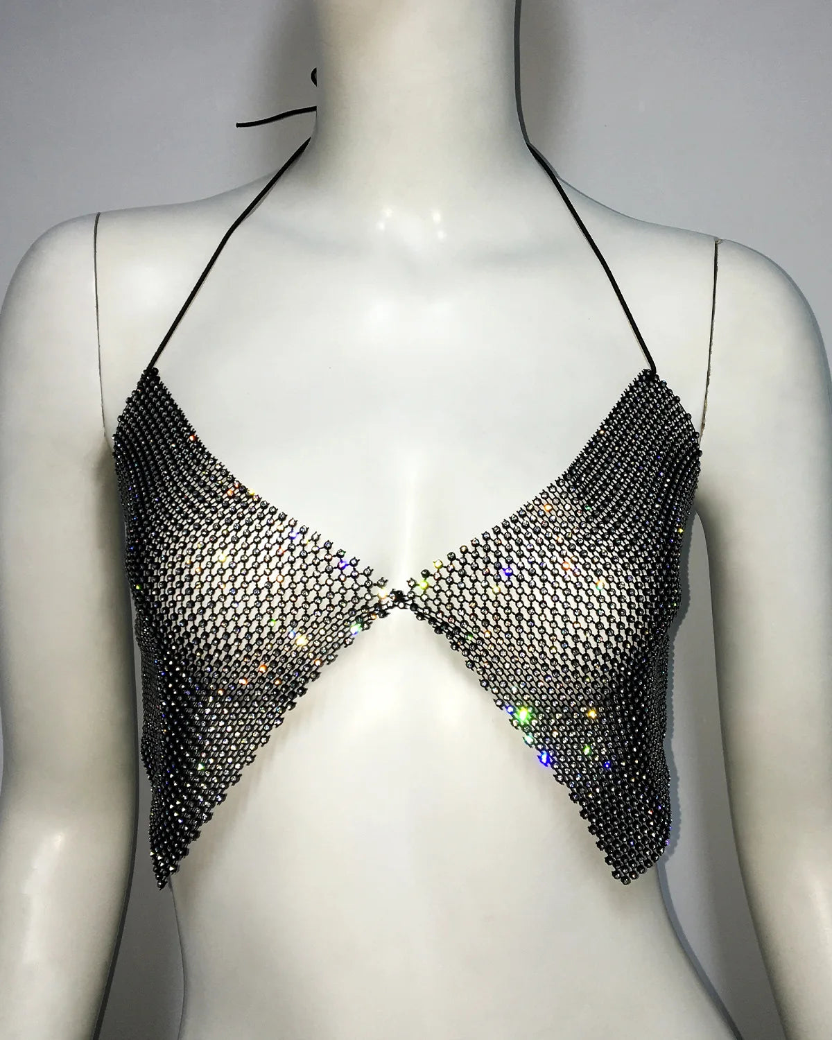 Woman Tops Brilliant Crystal Rhinestone Bra Women 2024 Sexy Deep V Neck Halter Backless Night Club Diamond Bras Top For Lady