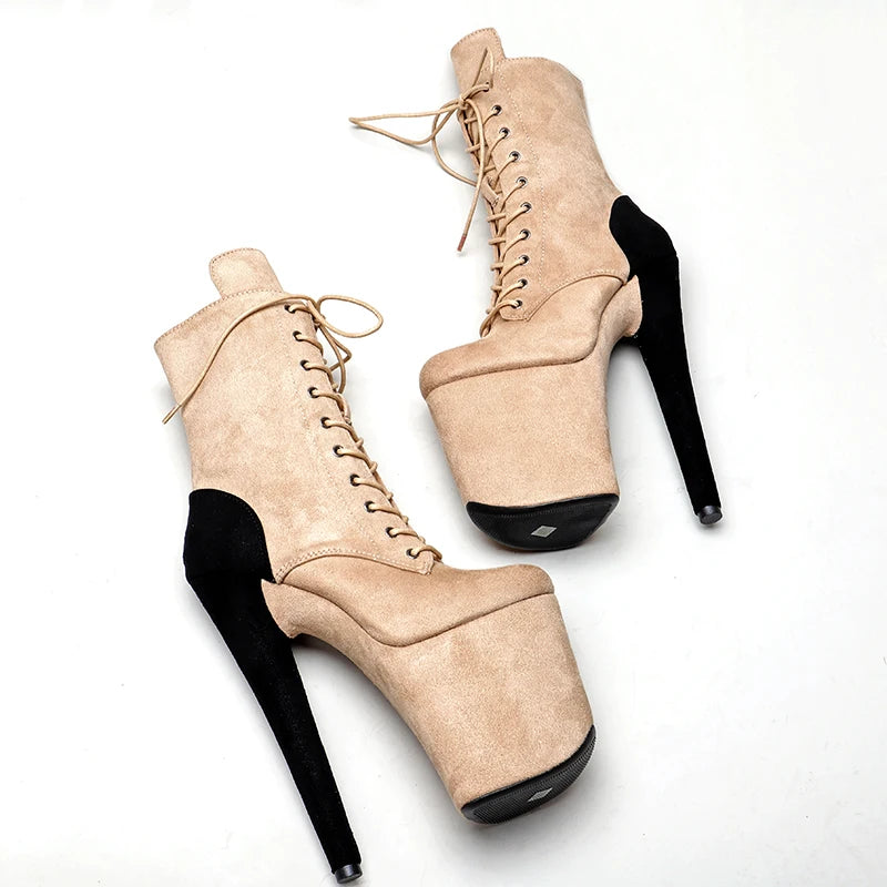 20CM/8inches Suede upper Pole dancing shoes High Heel platform Pole Dance boot