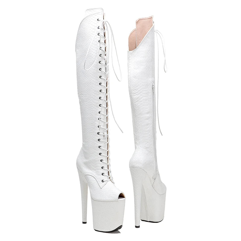20CM/8inches Snake Upper Open Toe young trend fashion boots High Heel platform Pole Dance boot