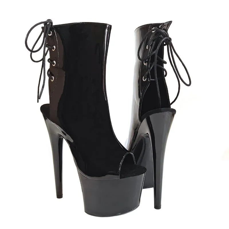 17cm/7inch black Women's Platform Sandals Pole Dancing boots 7 Inch High Heels Shoes Nightclub pole Dance boots