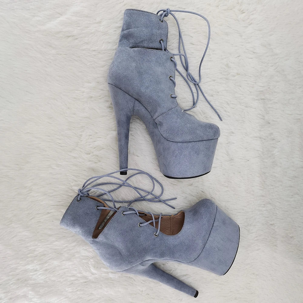 ankle boots lace up upper lady's High Heel 17CM/7inches platform party shoes Pole Dance boot