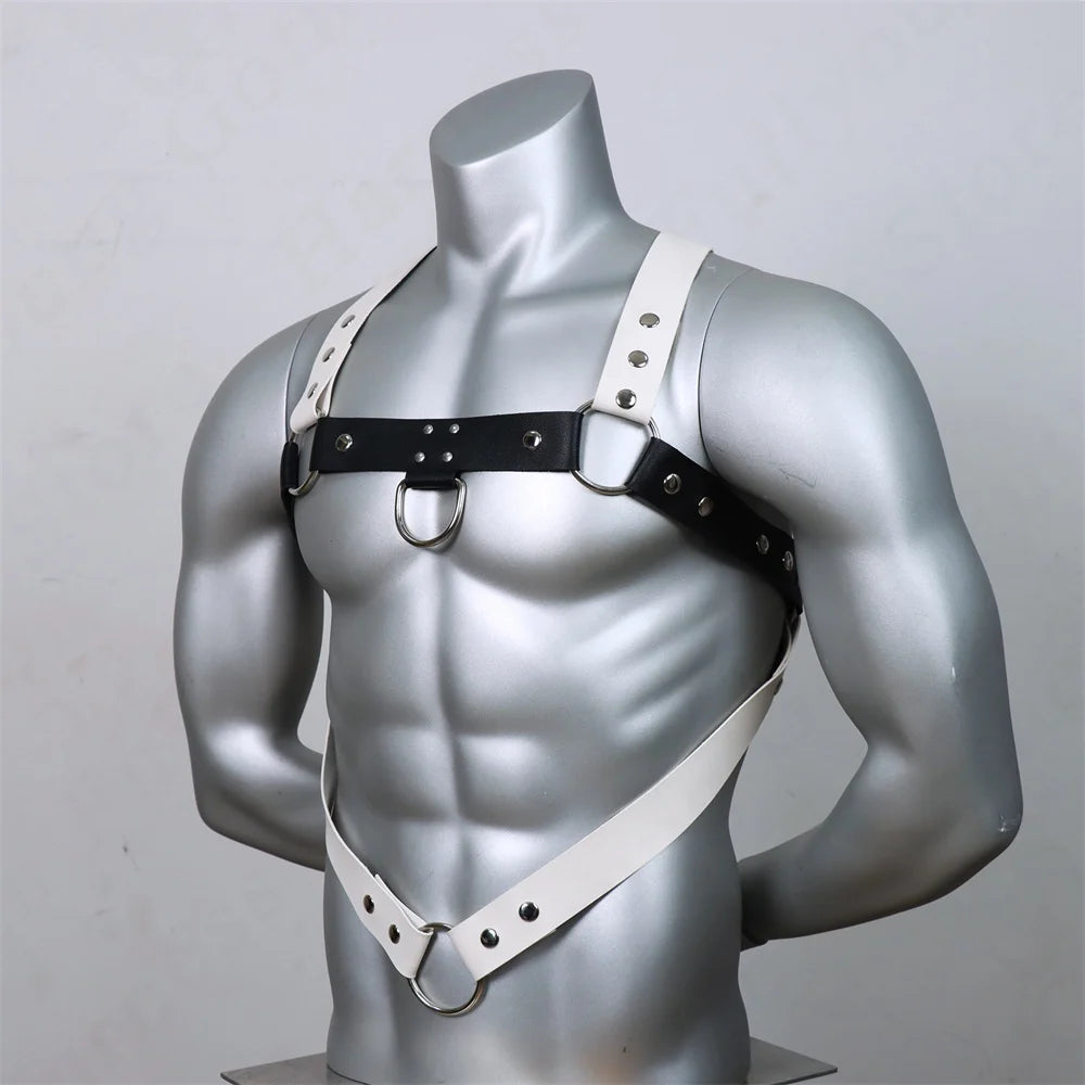 Male Leather Lingerie Chest Harness Sword Belt Adjustable Toy Rave Gay Clothing Full Body Harness Belt Strap