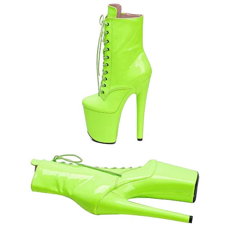 20CM/8inch Green PU upper high heel platform Pole Dance boot