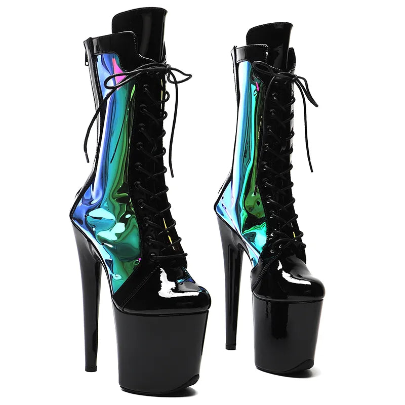 20CM/8Inch Patent with TPU Platform disco party High Heels Shoes Pole Dance boot