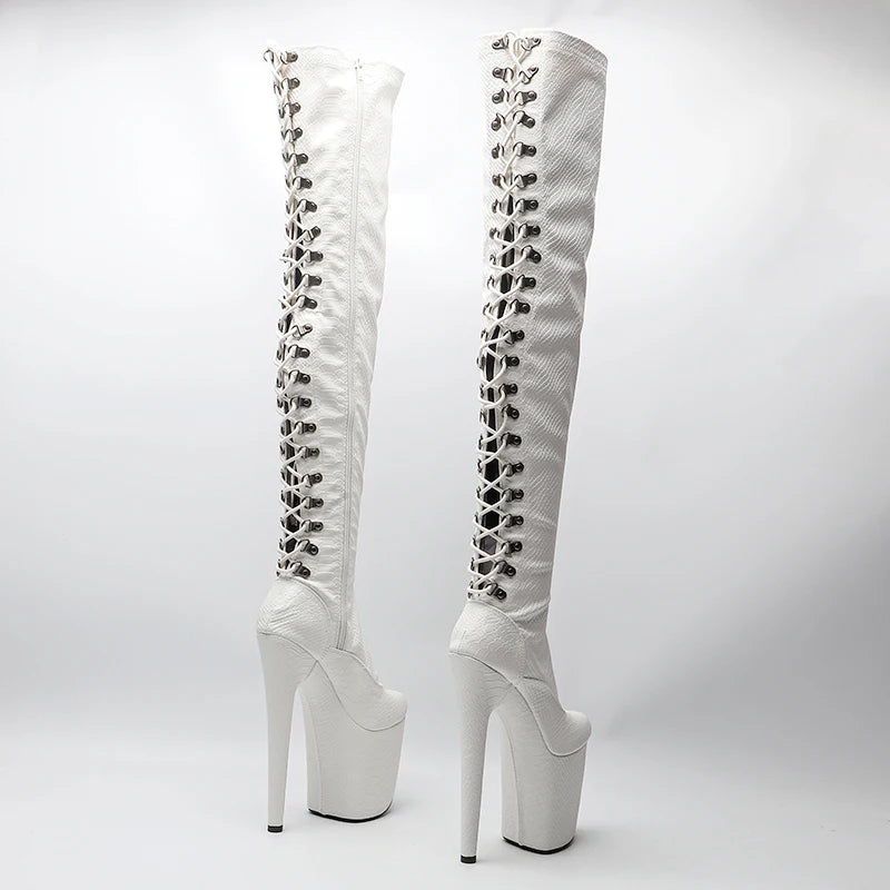 20CM/8inches Women New Design Extreme High Heel Lap Dancing Stripper Shoes Platform Lace-up 5B
