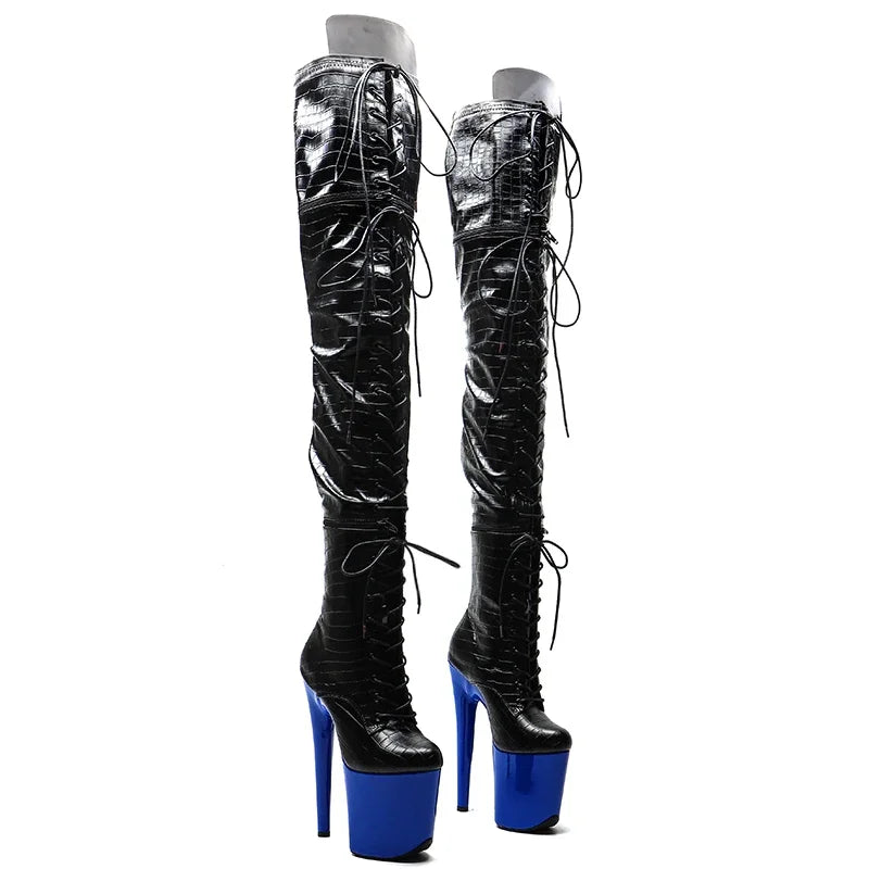 20CM/8Inch PU Upper Zipper split boots Women New Design Three ways wear boots Extreme High Heel Detachable boots