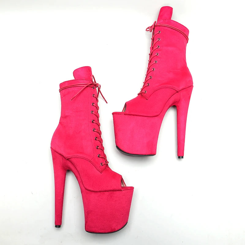 20CM/8inches sude upper fish mouth fashion High Heel platform Pole Dance boot