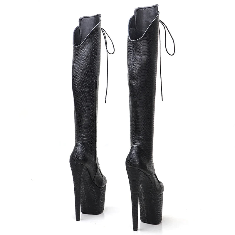 20CM/8inches new design super high heel platform boots model nightclub knee high boots 5B