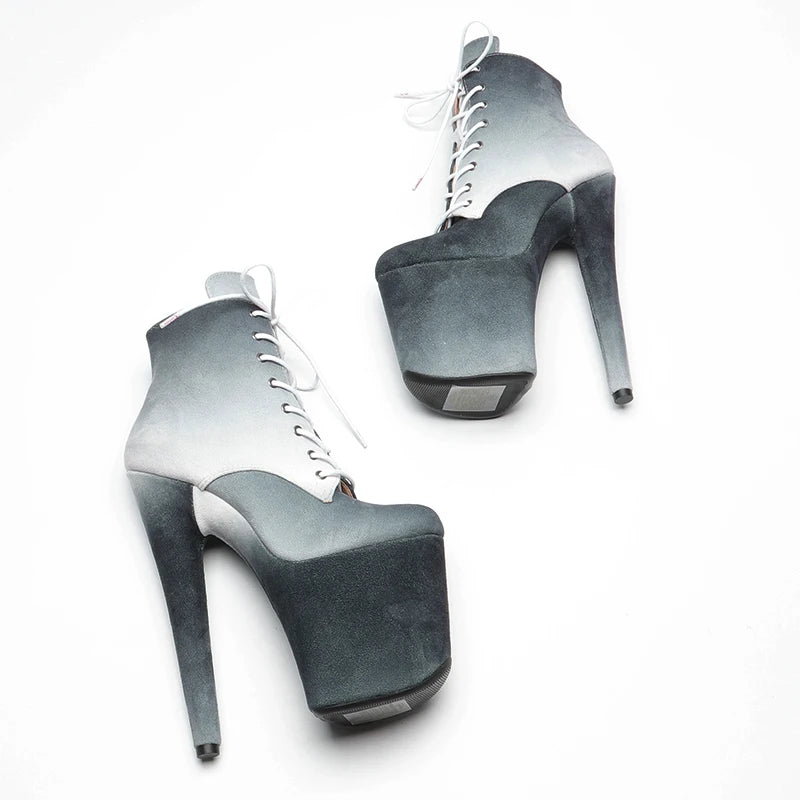 20CM/8inches Suede Gradient color Pole dancing shoes High Heel platform Boots Pole Dance hight boot