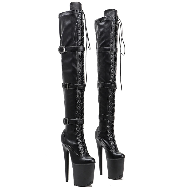 20CM/8Inch matte Upper Women New Design Extreme High Heel Lap Dancing Stripper Shoes thigh high boots 5K