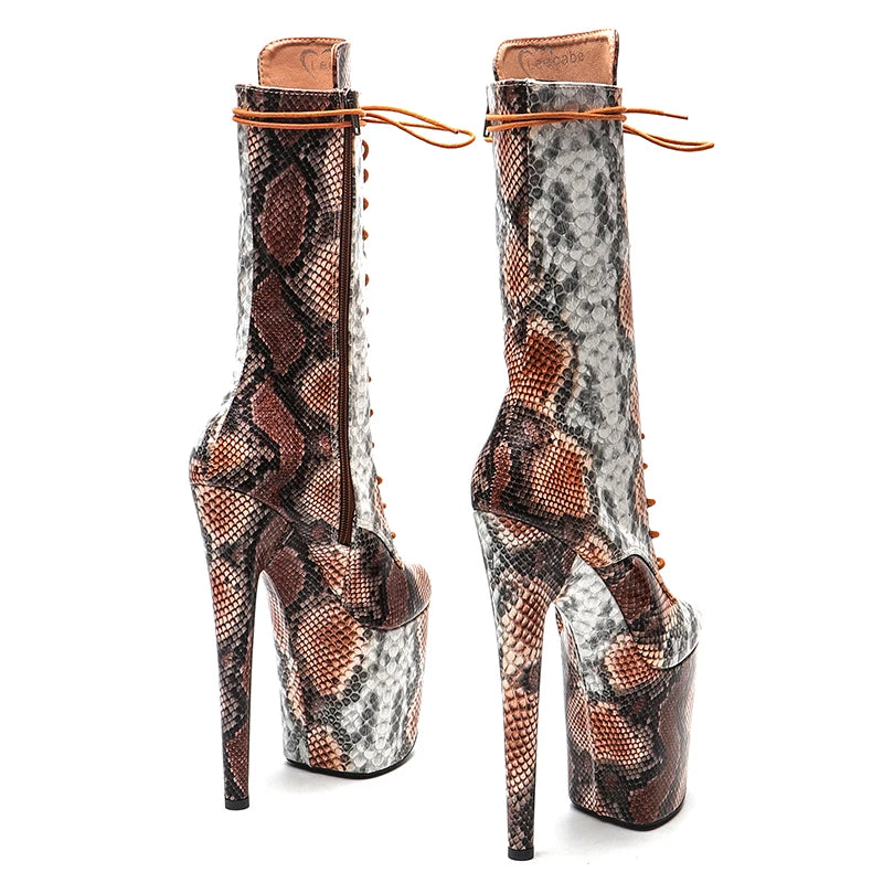 20cm/8inches Snake upper Fashion High Heel platform Pole Dancing boot