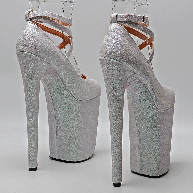 23CM/9inches Glitter PU upper fashion trend exotic y romantic Platform y High Heels Pole Dance shoes