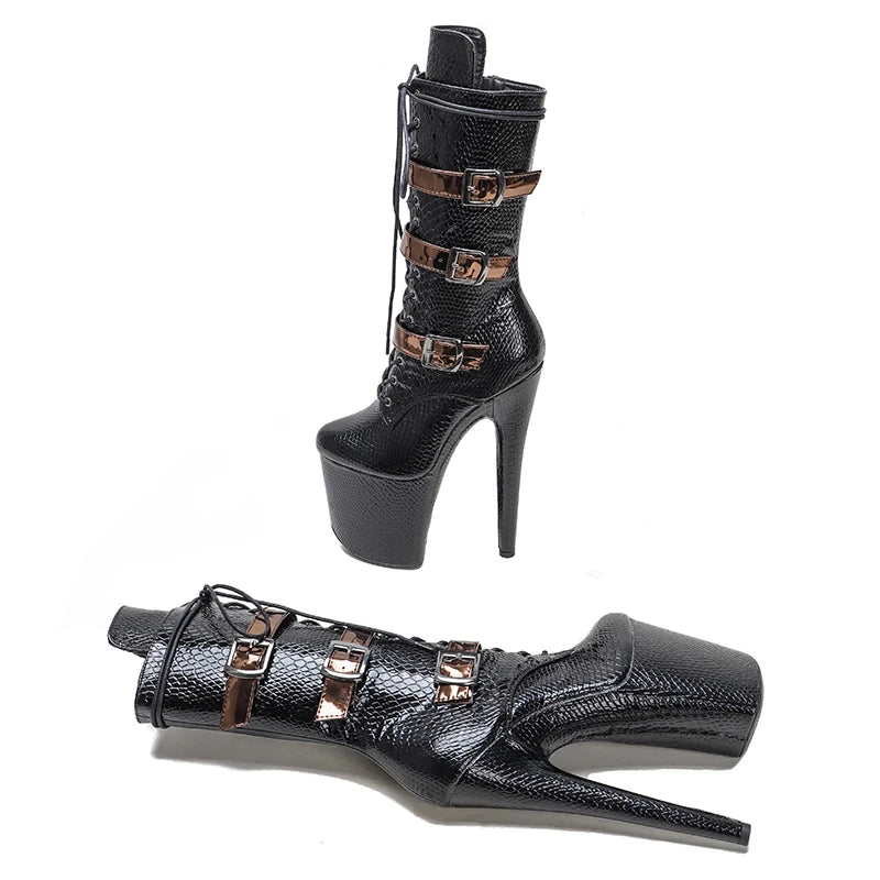 20CM/8inches Snake PU upper Pole dancing shoes High Heel platform Pole Dance boot