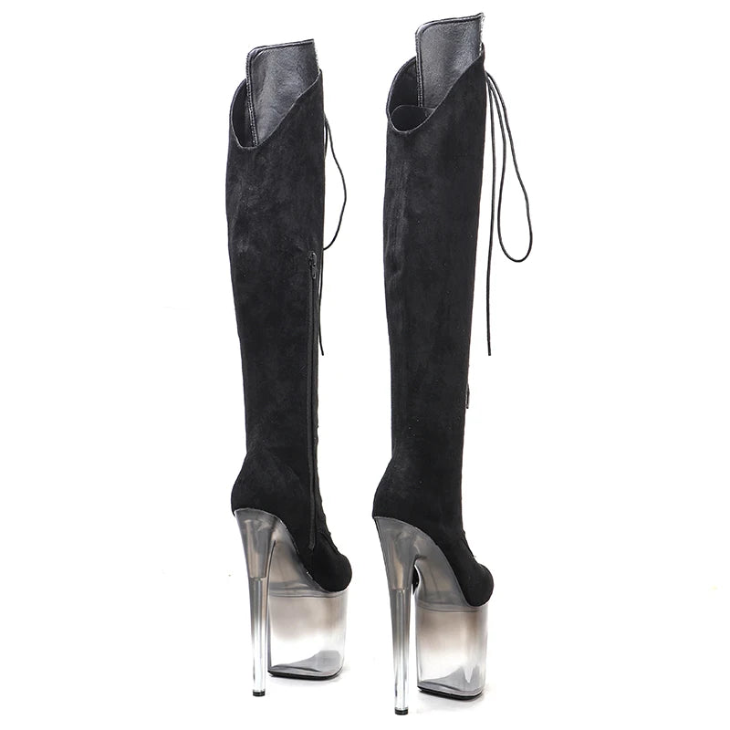20CM/8inches suede Pole dance shoes High Heel platform Boots closed toe Pole Dance boot