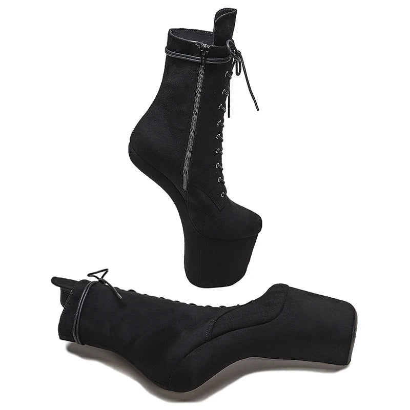 Suede Upper Platform Ankle Boots y Exotic heelless pole dance shoes