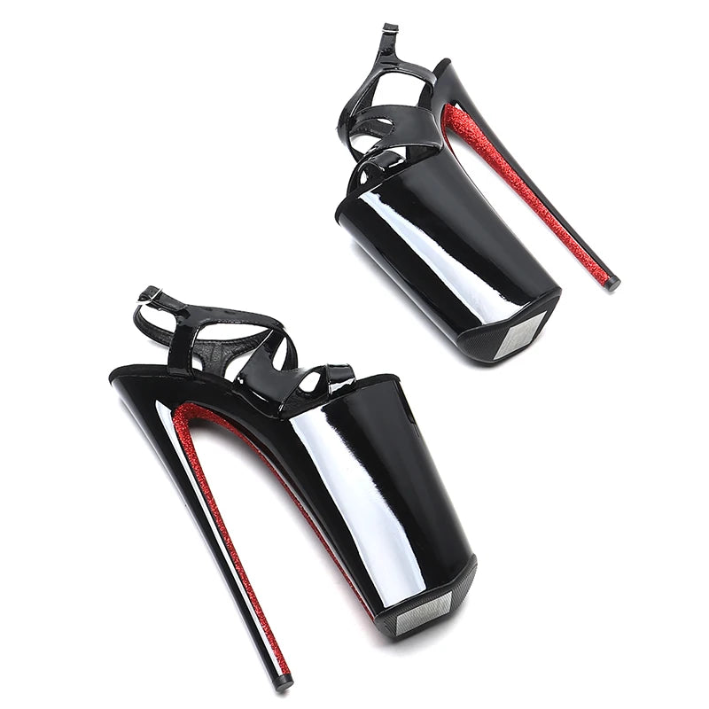 26CM/10inches Shiny Patent PU upper Open Toe High Heel platform y exotic party sandals Pole Dance shoes