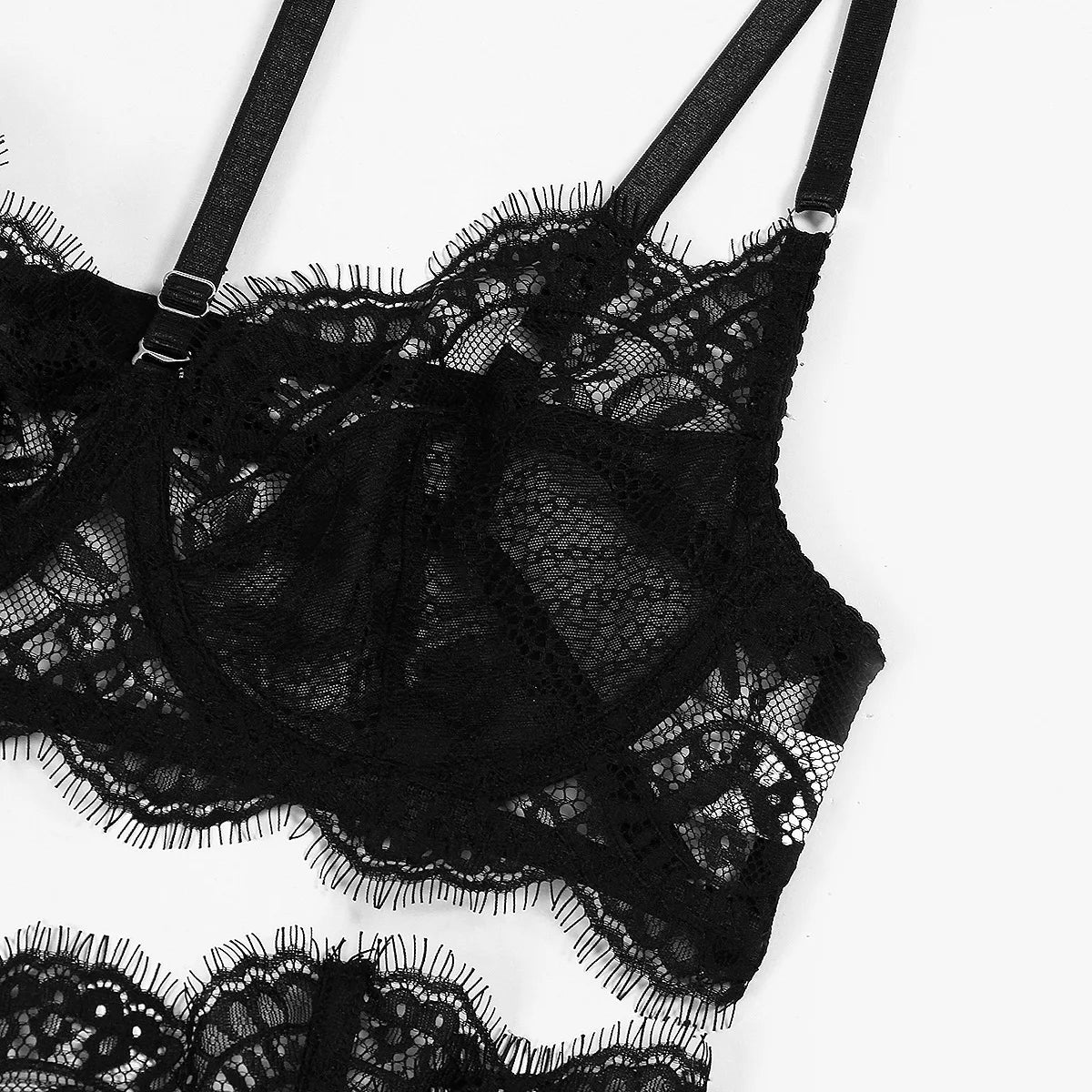 Brazilian ys Lingerie Hot See Through Lace Seamless Bra Suit Underwear Push Up Intimate Attractive Outfit