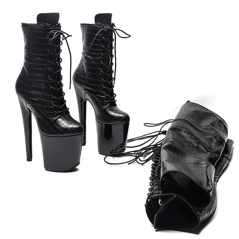 20CM/8Inch Patent Upper Zipper split boots Women New Design Three ways wear boots Extreme High Heel Detachable boots 5B