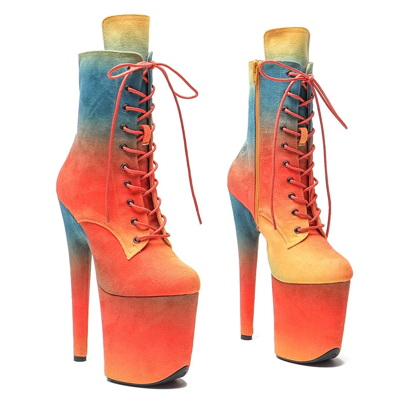 20CM/8inches Gradual change of color y boot Stripper Shoes Women Pole Dance Models Catwalk Show High Heels 3B