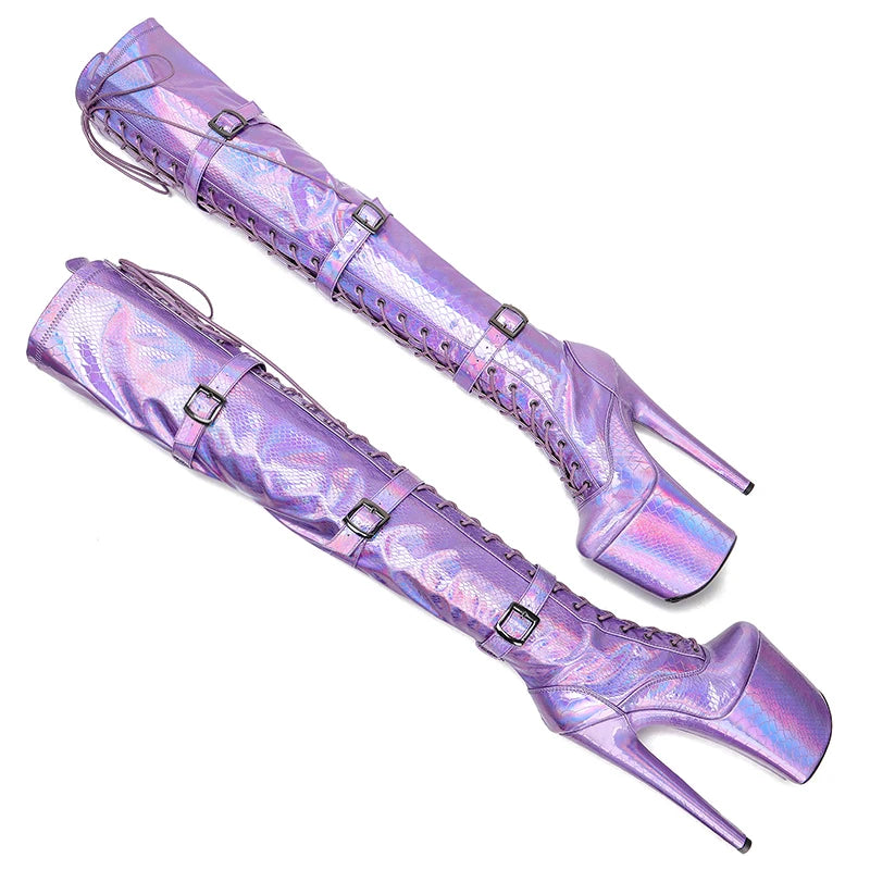 20CM/8inches Snake skin Upper exy exotic young trend fashion boots High Heel platform Pole Dance boot