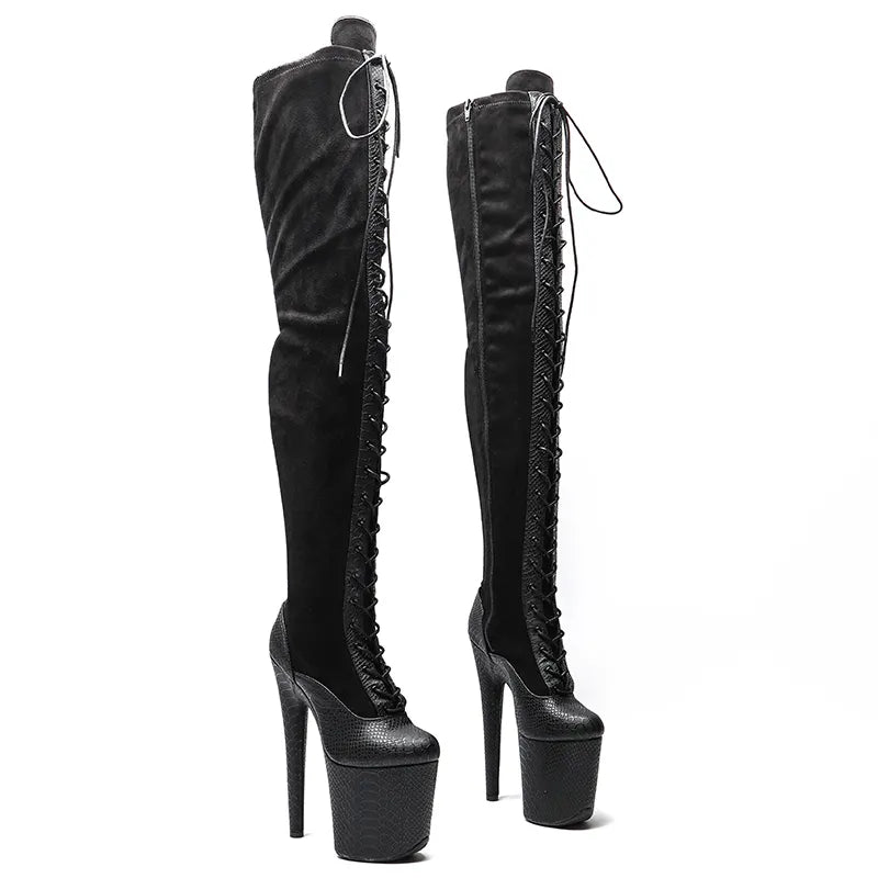 20CM/8inches Women New Design y Extreme High Heel Lap Dancing Stripper Shoes Platform Lace-up 5B