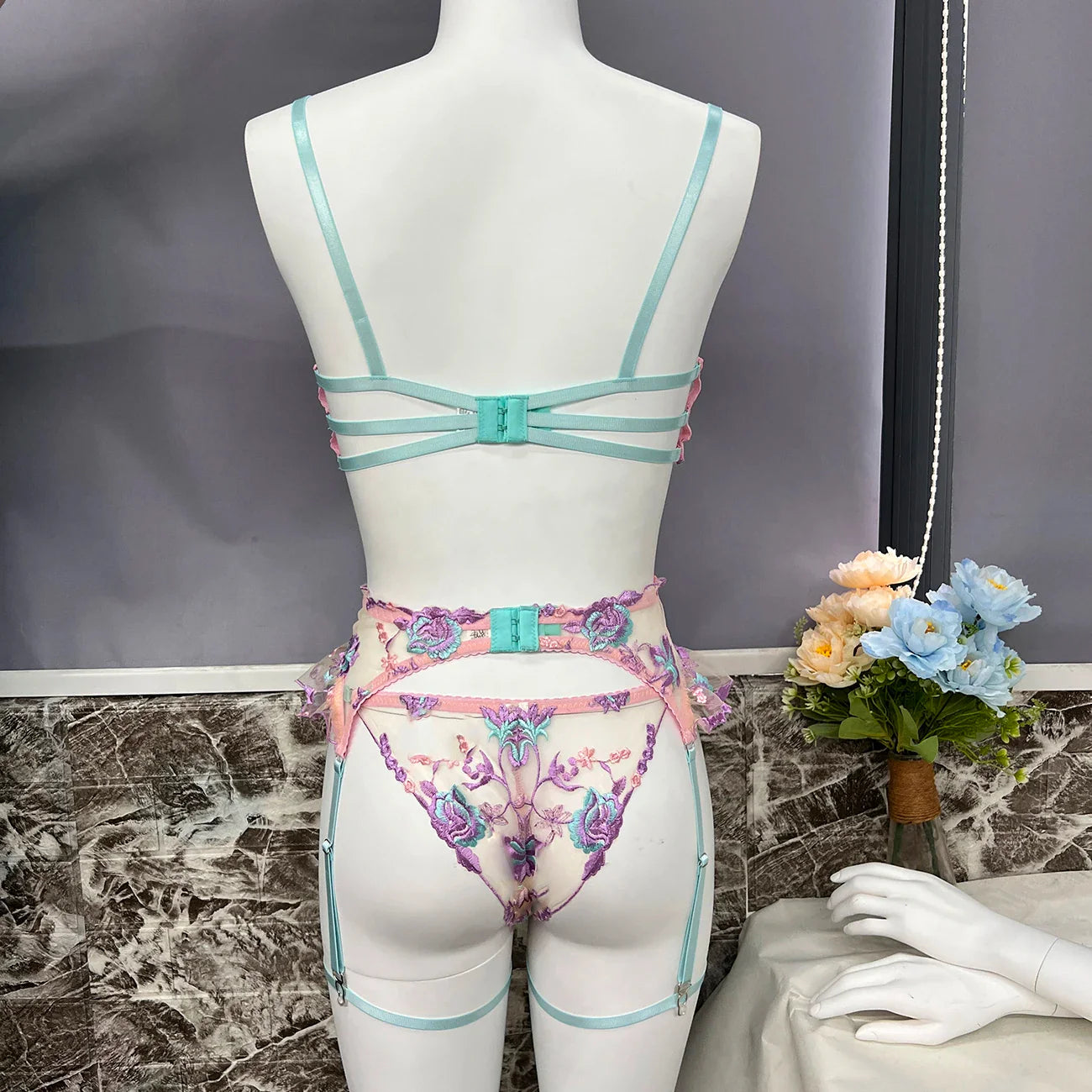 Ellolace Fairy Lingerie Floral Transparent Underwear Ruffle Garter Intimate Delicate Underwear Beautiful See Through Outfits