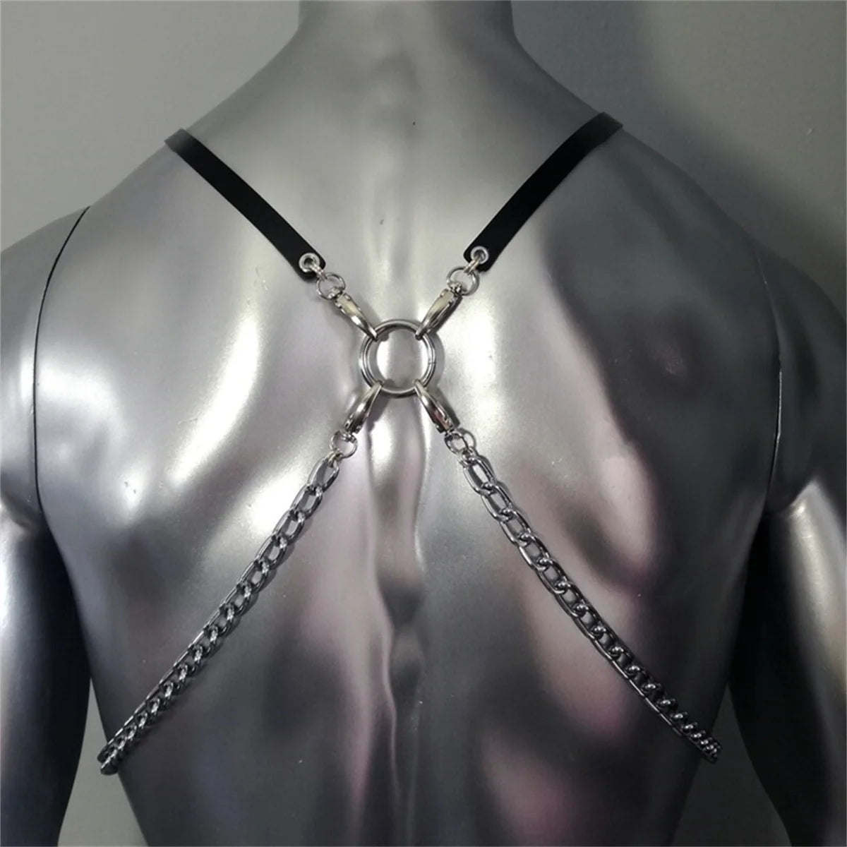 Gothic Body Harness Chain Men Fashion Metal Punk Leather Tops Chest Jewellery Accessories Fashion Party Nightclub Straps