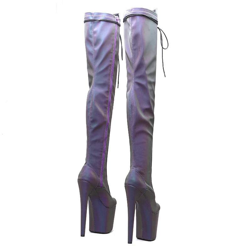 20CM/8Inch Night light Holographic Reflective Platform party High Heels Shoes Pole Dancing boot