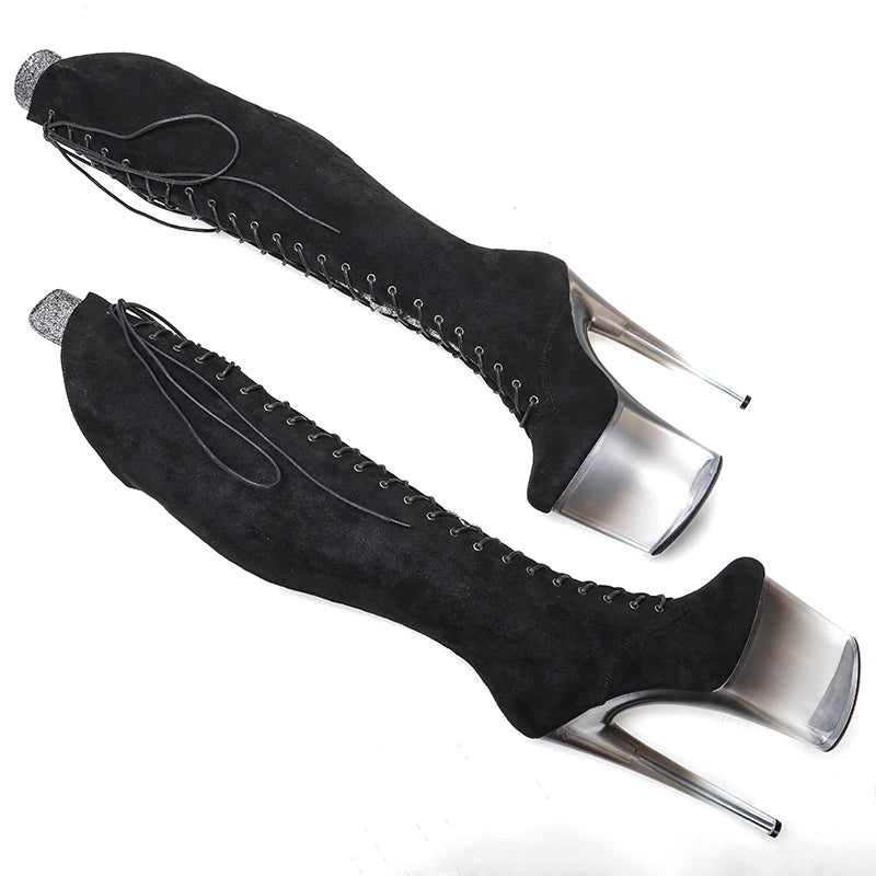 20CM/8inches suede Pole dance shoes High Heel platform Boots closed toe Pole Dance boot