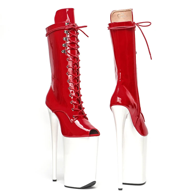 26CM/10inch Shiny Patent PU Upper Open Toe y exotic High Heel platform party shoes Pole Dance boot