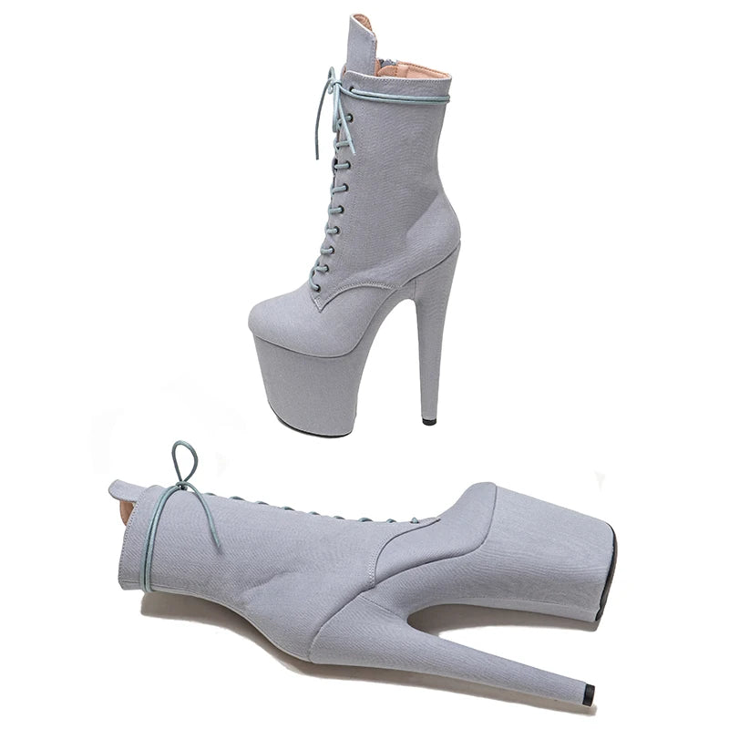 20CM/8inches denim Upper Pole dancing shoes High Heel platform Pole Dance boot