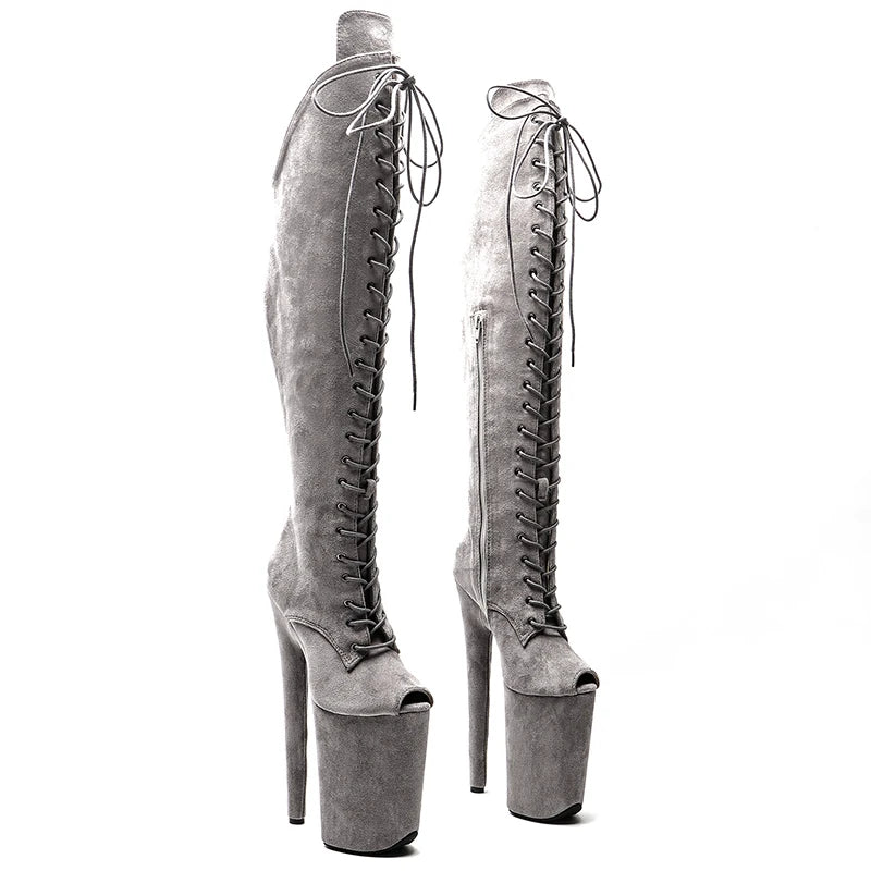 23CM/9inches suede Upper fashion lady High Heel Pole Dance boots platform shoes womens boots knee high boots 5B