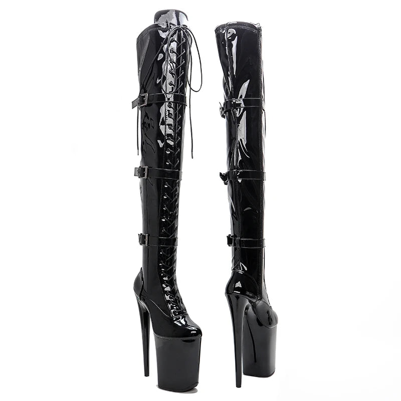 23CM/9inches Patent Upper fashion lady High Heel platform Pole Dance boots