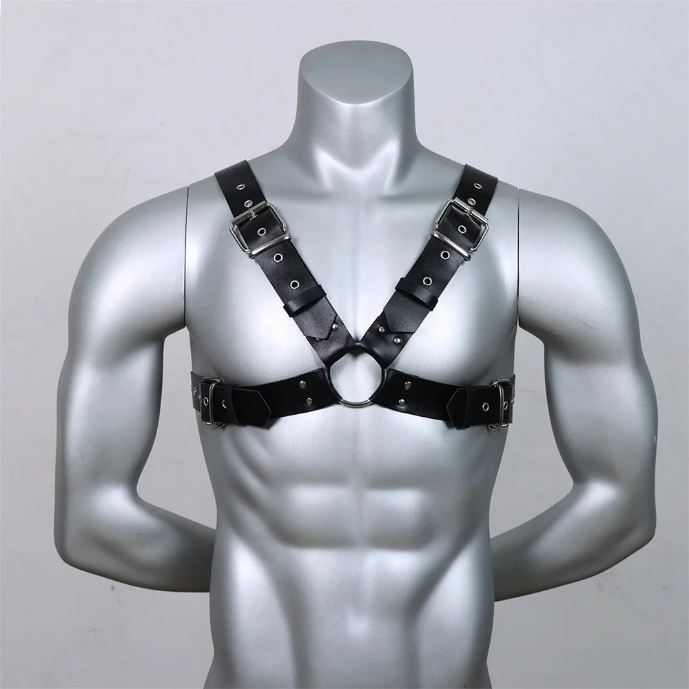 Men Harness Belts Gay Clothing for Rave ual PULeather Chest Adjustable Gay Body Cage Harness Lingerie