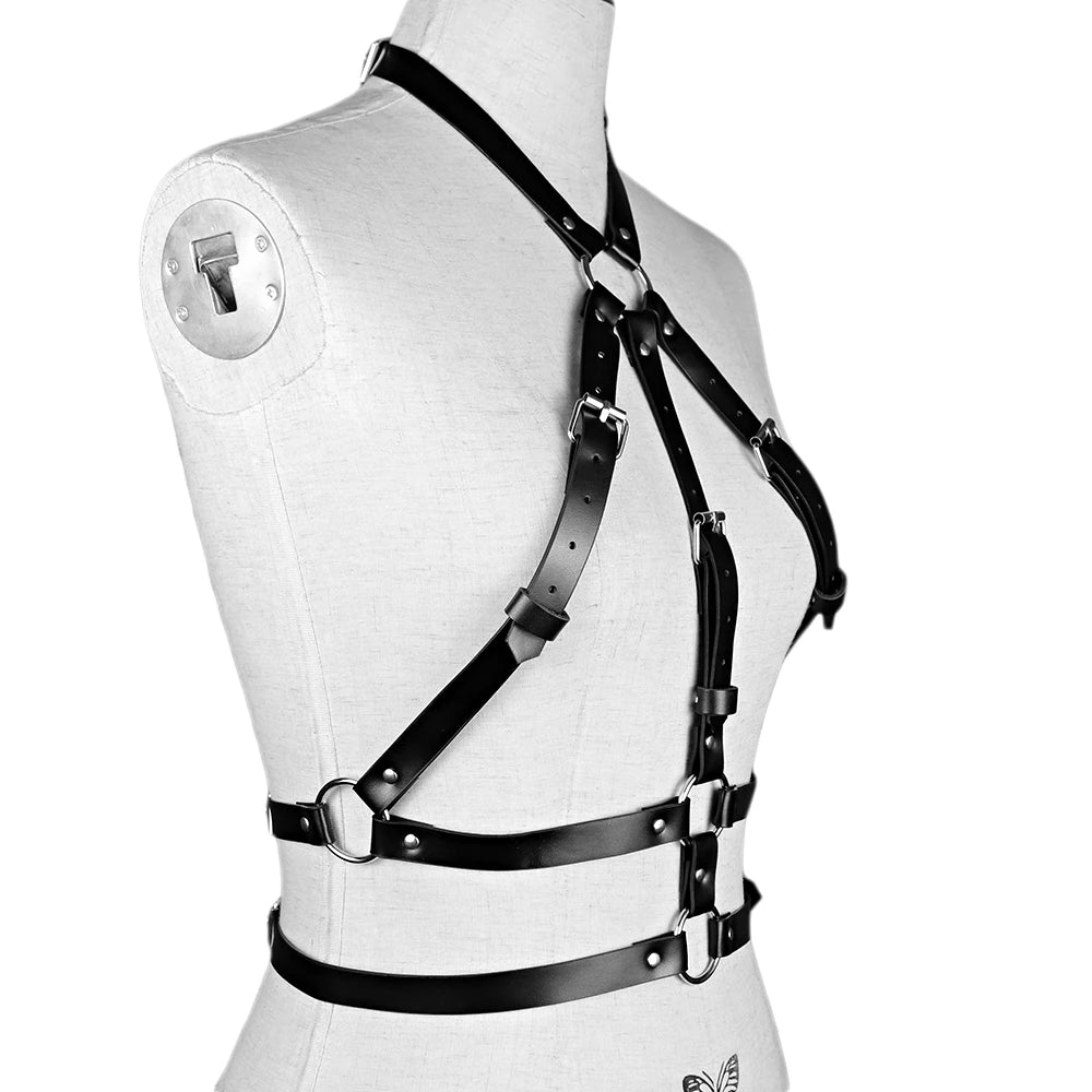 Sexy Lingerie Women Body Harness Leather Chest Sword Belt Strap Lingerie Couple Underwear Rave y Costume Women