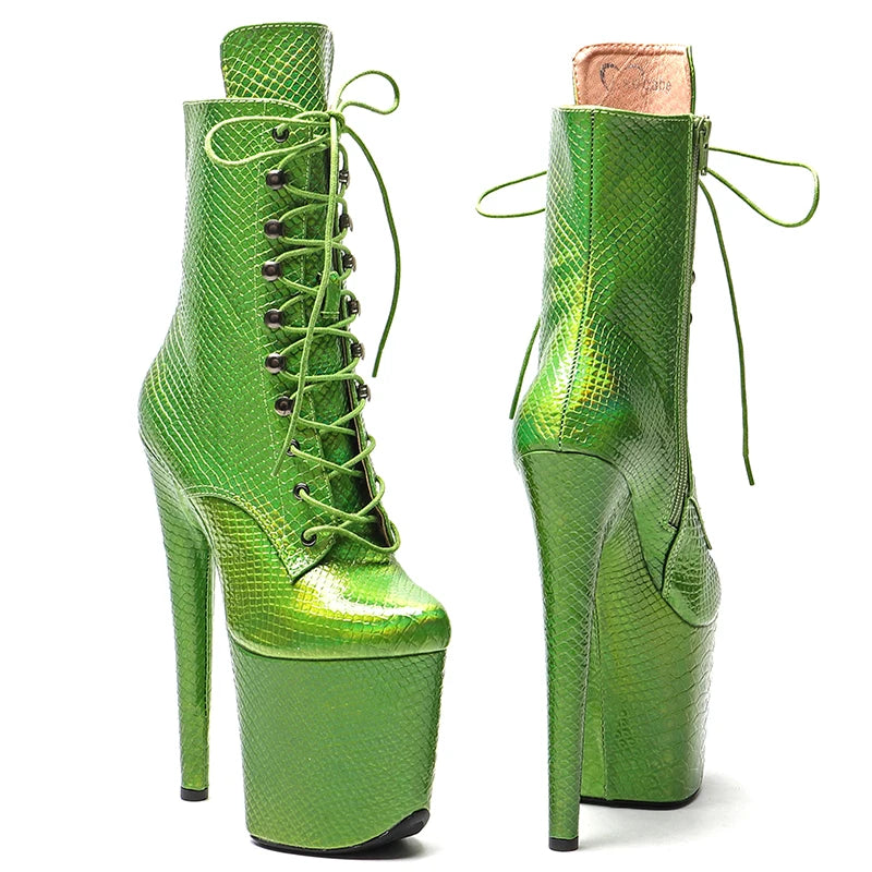 20CM/8inches Holo Snake Pole dancing shoes High Heel platform Boots Closed toe Pole Dance shoes