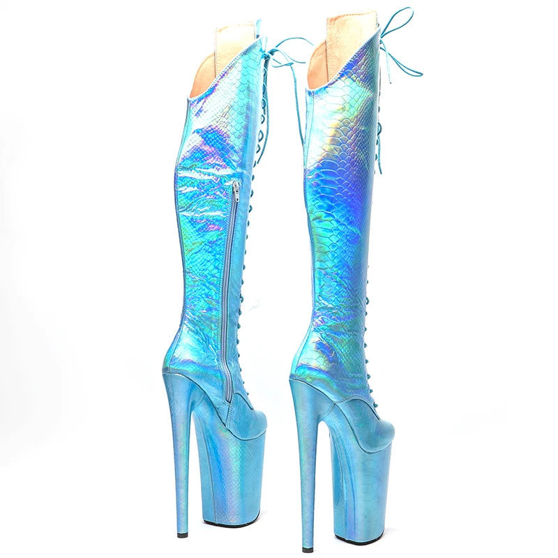 23CM/9inches Snake PU fashion lady High Heel platform Pole Dance boots