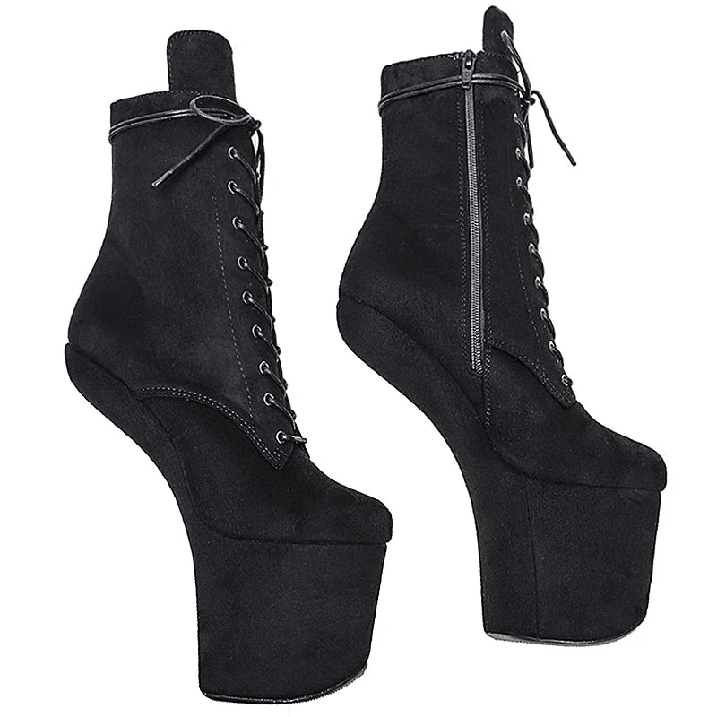 Suede Upper Platform Ankle Boots y Exotic heelless pole dance shoes