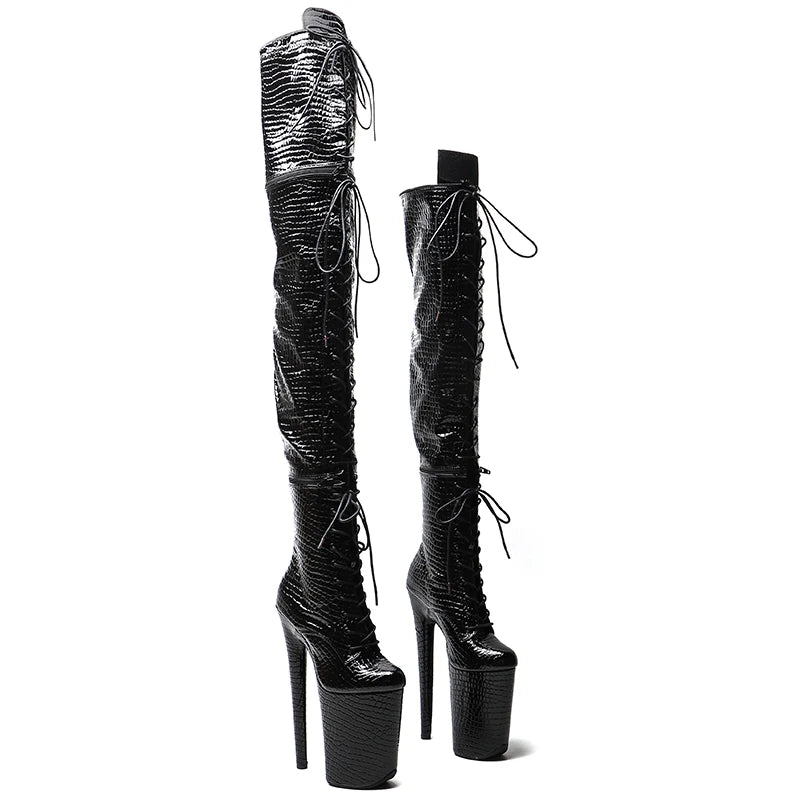 23CM/9Inch Pu Upper Zipper split boots Women New Design Three ways wear boots Extreme High Heel Detachable boots