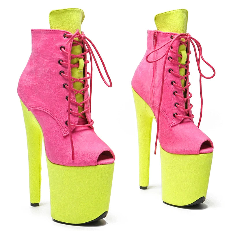 20CM/8inches color matching Pole dancing High Heel platform boot Ankle Boots y Stripper Shoes women boots 2B