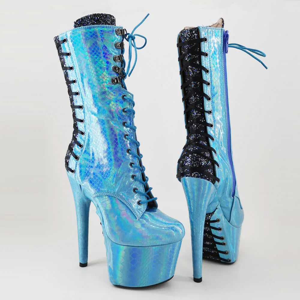 17CM/7inches Two color PU upper Pole dancing shoes High Heel platform Pole Dance boot