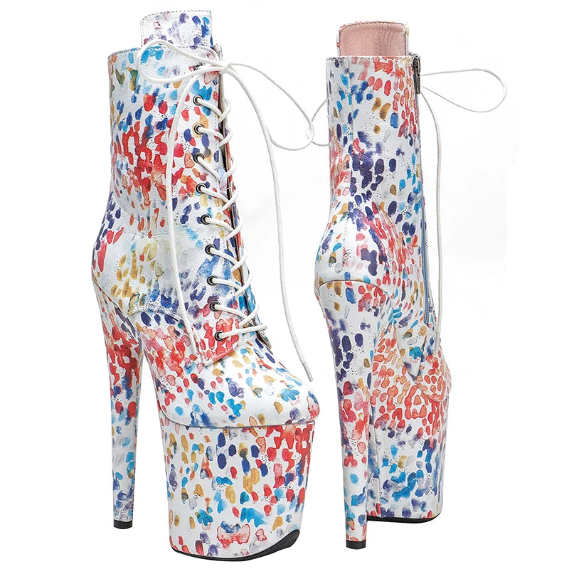 20CM/8Inch Genuine Leather Women's Platform disco party High Heels Pole Dance boot