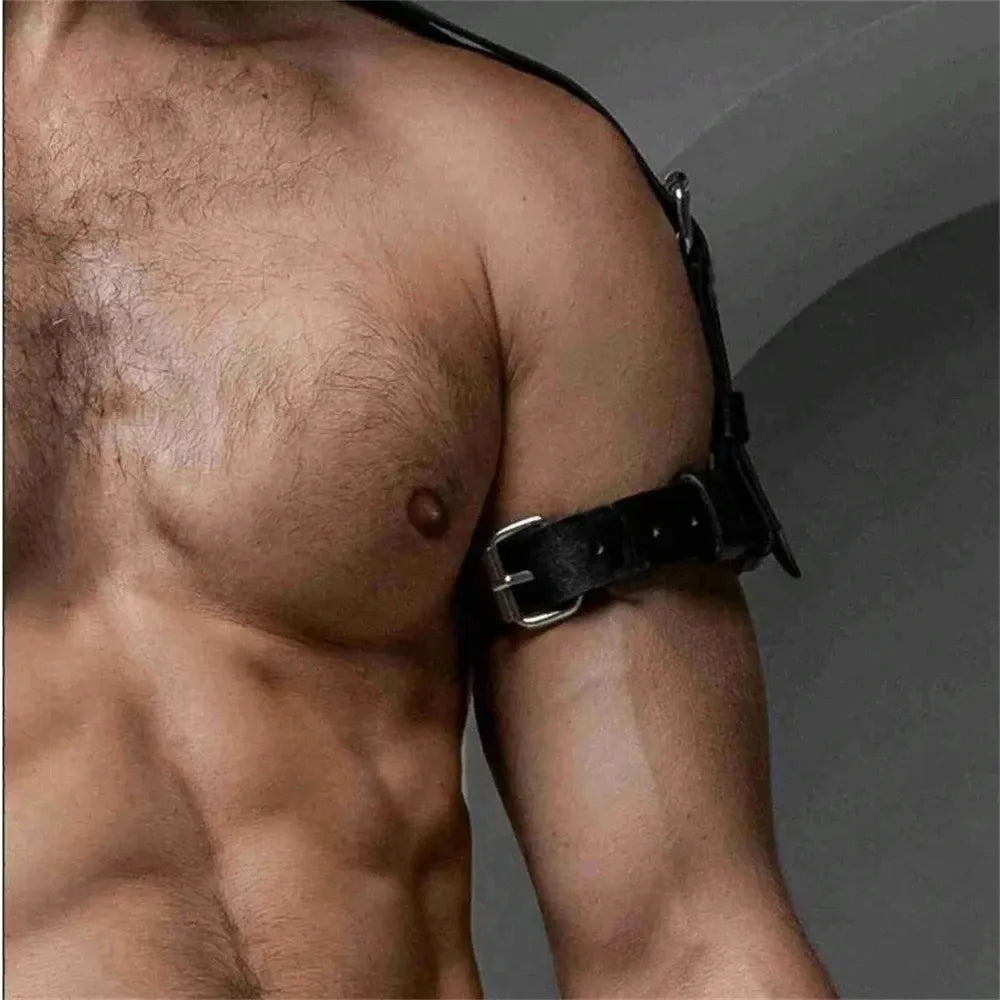 Goth Neck PU Leather Harness y Men Gay Belt Costume Collar Wear Club Party Accessories