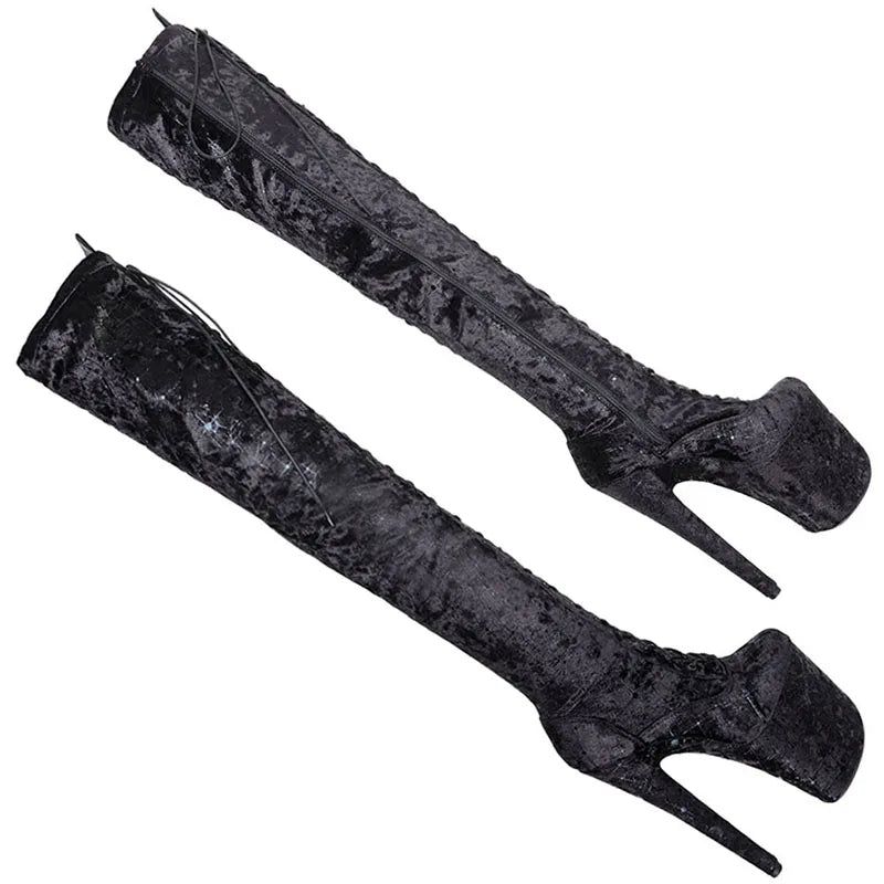 20CM/8inches suede upper fashion lady High Heel platform Pole Dance boots