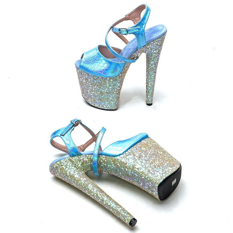 8Inch/20cm PU upper glitter Platform party High Heels sandals Shoes Pole Dancing Shoes