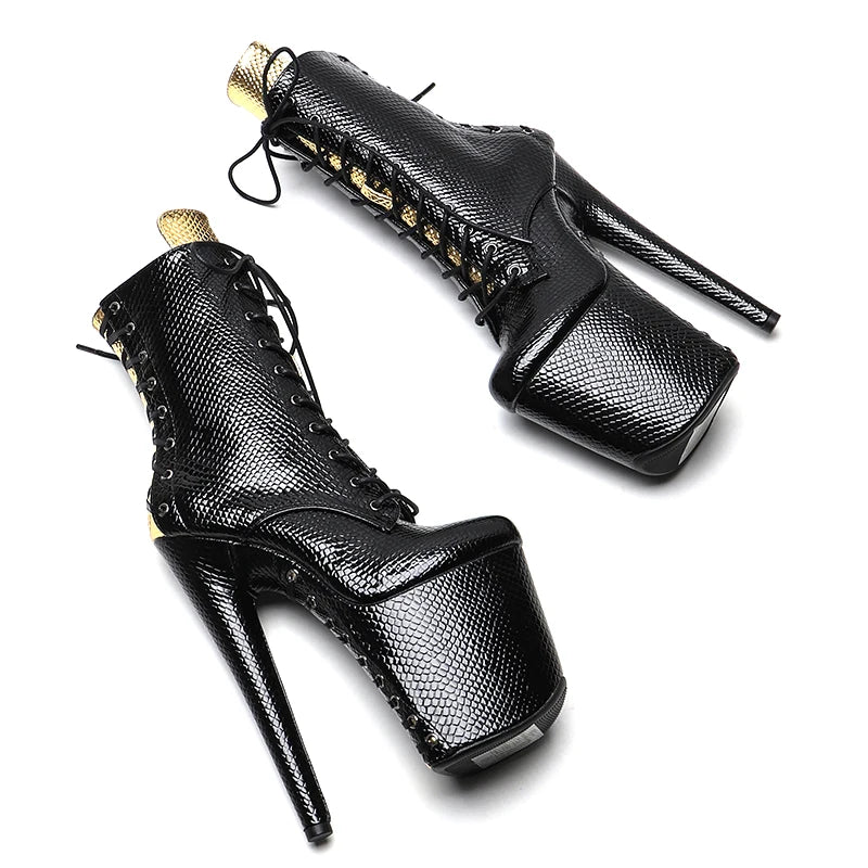 20CM/8inches Snake Upper Fashion trend y High Heel platform Pole Dance boot