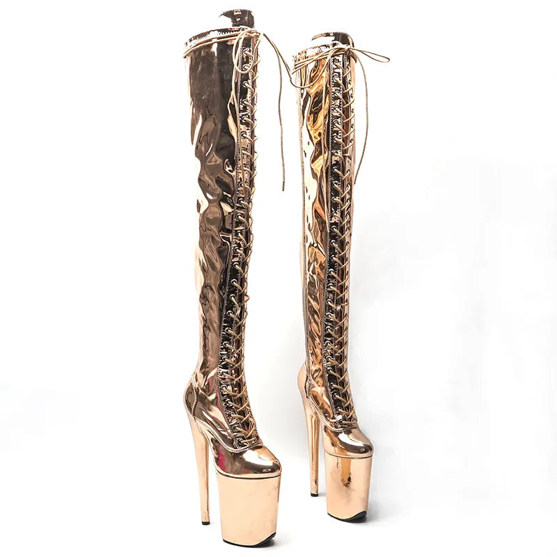 23CM/9inches patent leather fashion lady small open toe High Heel platform Pole Dance boots 5B