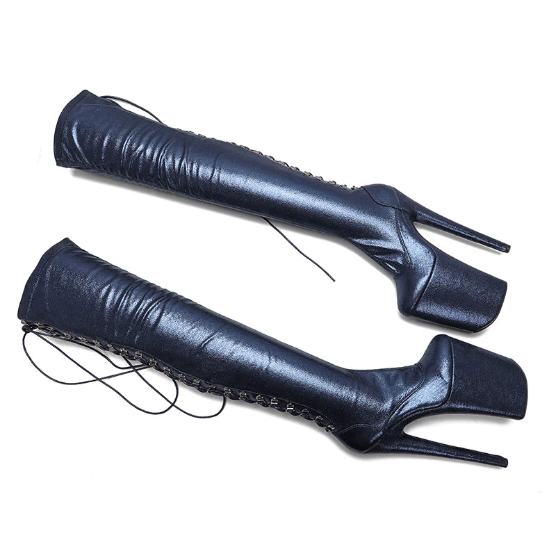 23CM/9inches lace-up fashion lady High Heel platform Pole Dance boots