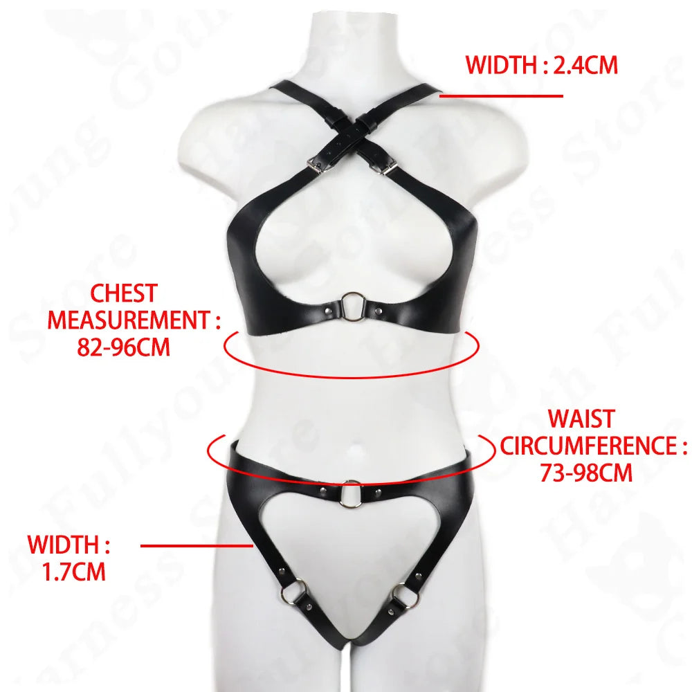 Hot Leather Lingerie for Women Body Harness Garter Belt Sets Stockings Sword Belt Gothic Clothes Suspenders