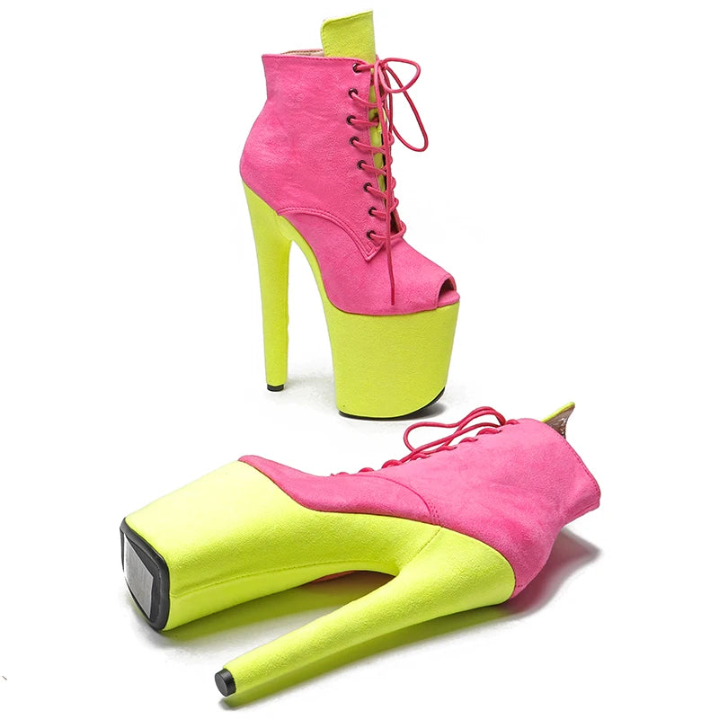 20CM/8inches color matching Pole dancing High Heel platform boot Ankle Boots y Stripper Shoes women boots 2B
